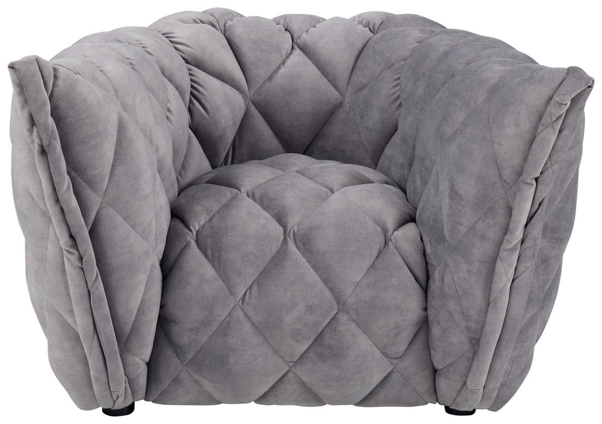 SESSEL Samt Hellgrau    - Hellgrau/Schwarz, Design, Holz/Textil (102/69/58cm)