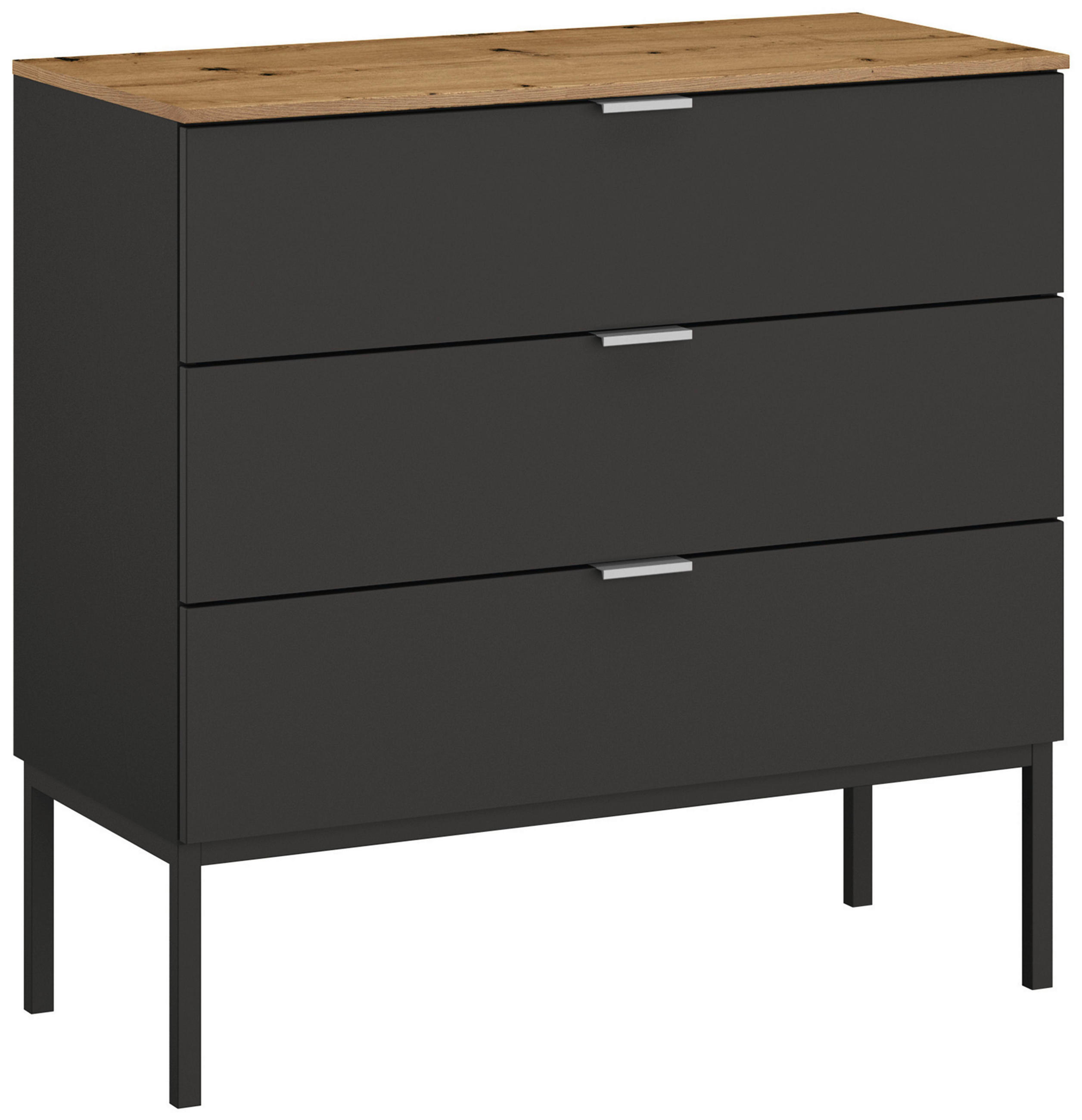 KOMMODE  in 80/80/42 cm  - Alufarben/Graphitfarben, Trend, Holzwerkstoff/Metall (80/80/42cm) - Stylife