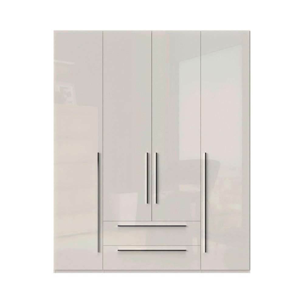 ORMAR SA KLASIČNIM VRATIMA bela, bež  182/224/56 cm  - bela visoki sjaj/bela, Dizajnerski, pločasti materijal/plastika (182/224/56cm)