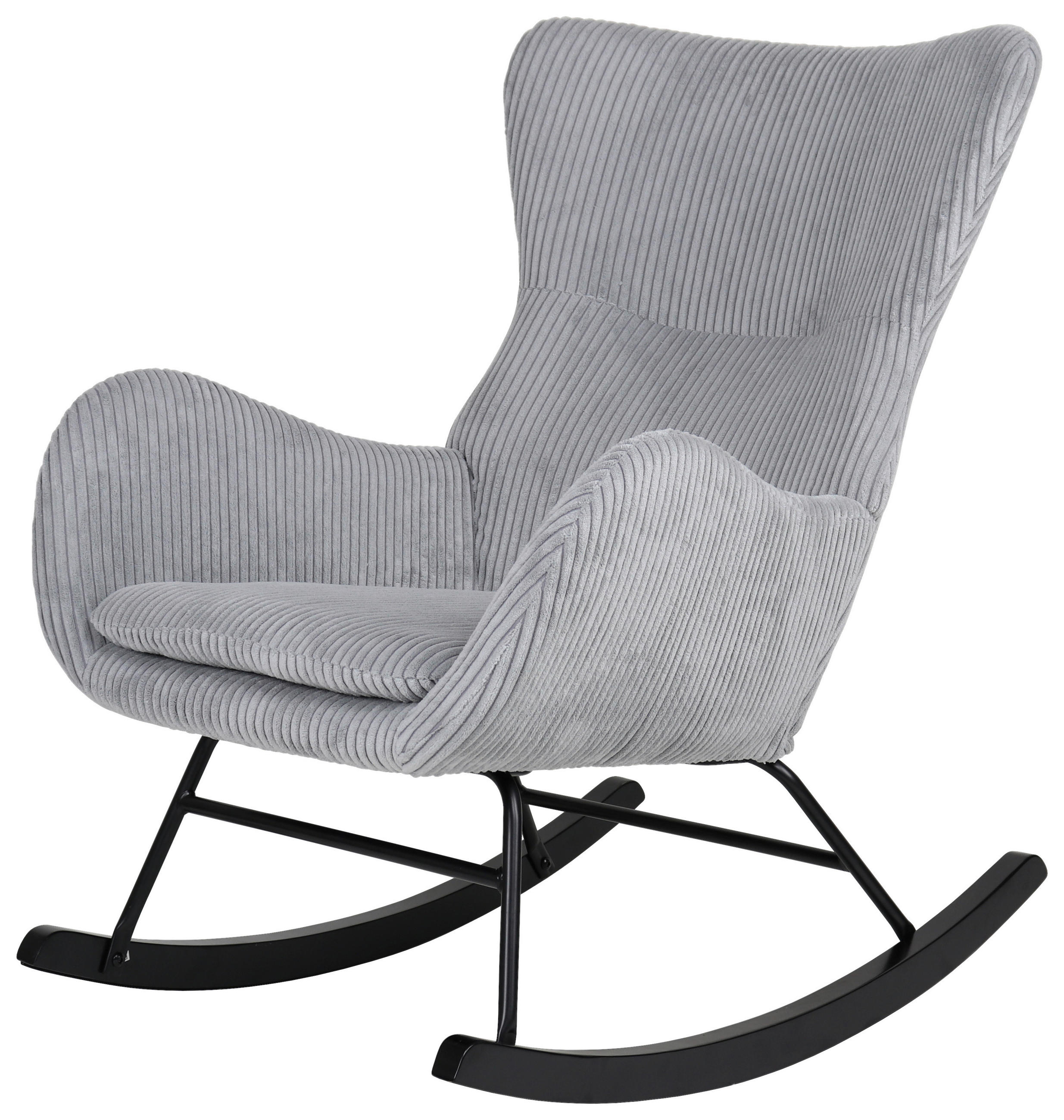 Schaukelstuhl Mit Armlehnen Granny Stoffbezug Grau