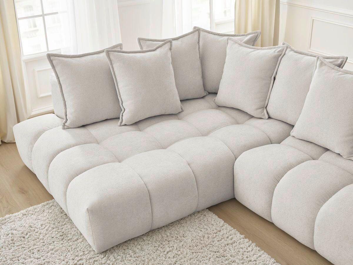 ECKSOFA Ottomane links  EVEREST Beige Struktur  - Beige/Schwarz, MODERN, Kunststoff/Textil (210/352cm) - Livetastic