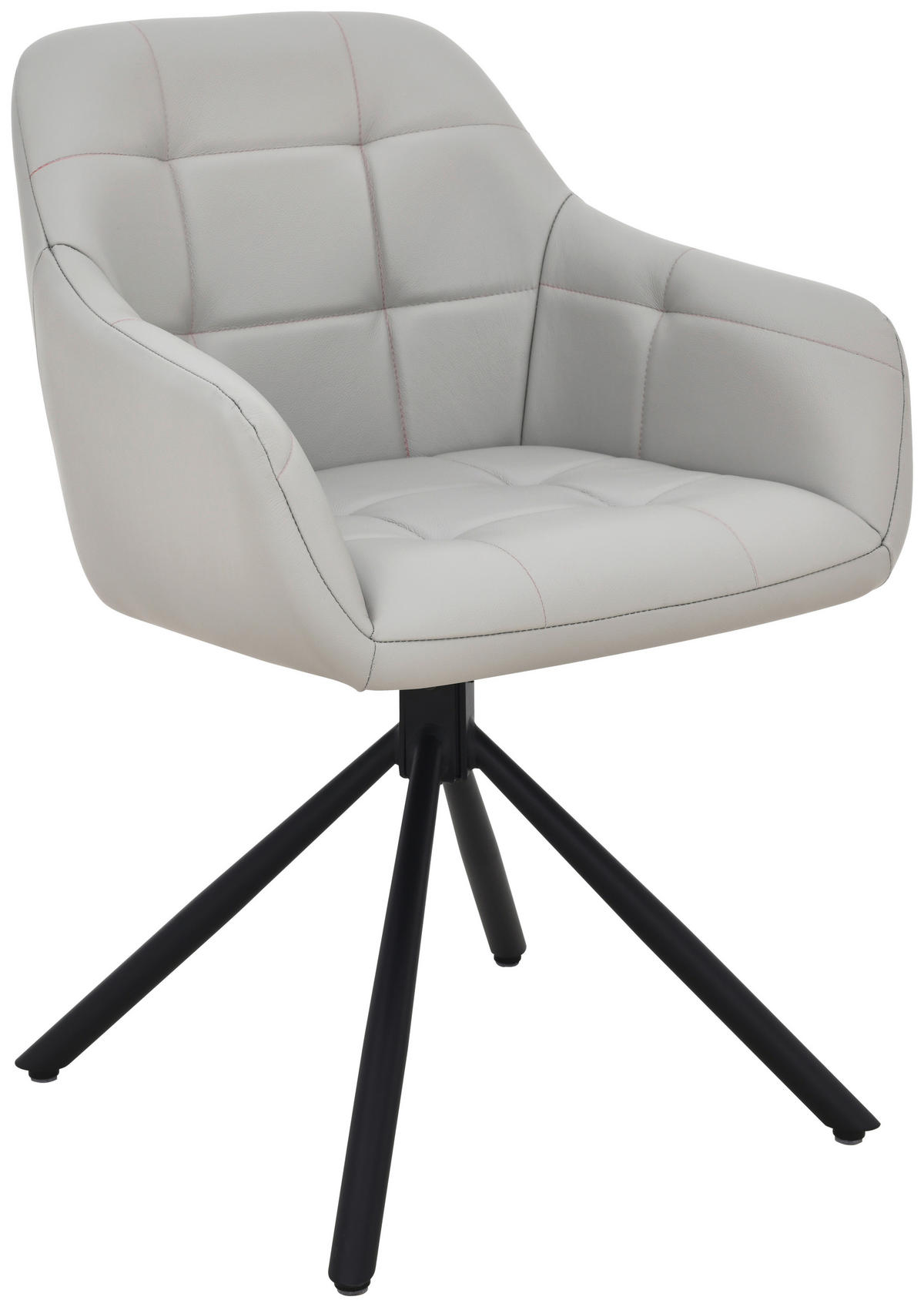 ARMLEHNSTUHL  in Eisen Echtleder pigmentiert  - Beige/Schwarz, Basics, Leder/Holz (56/82/59cm) - Livetastic