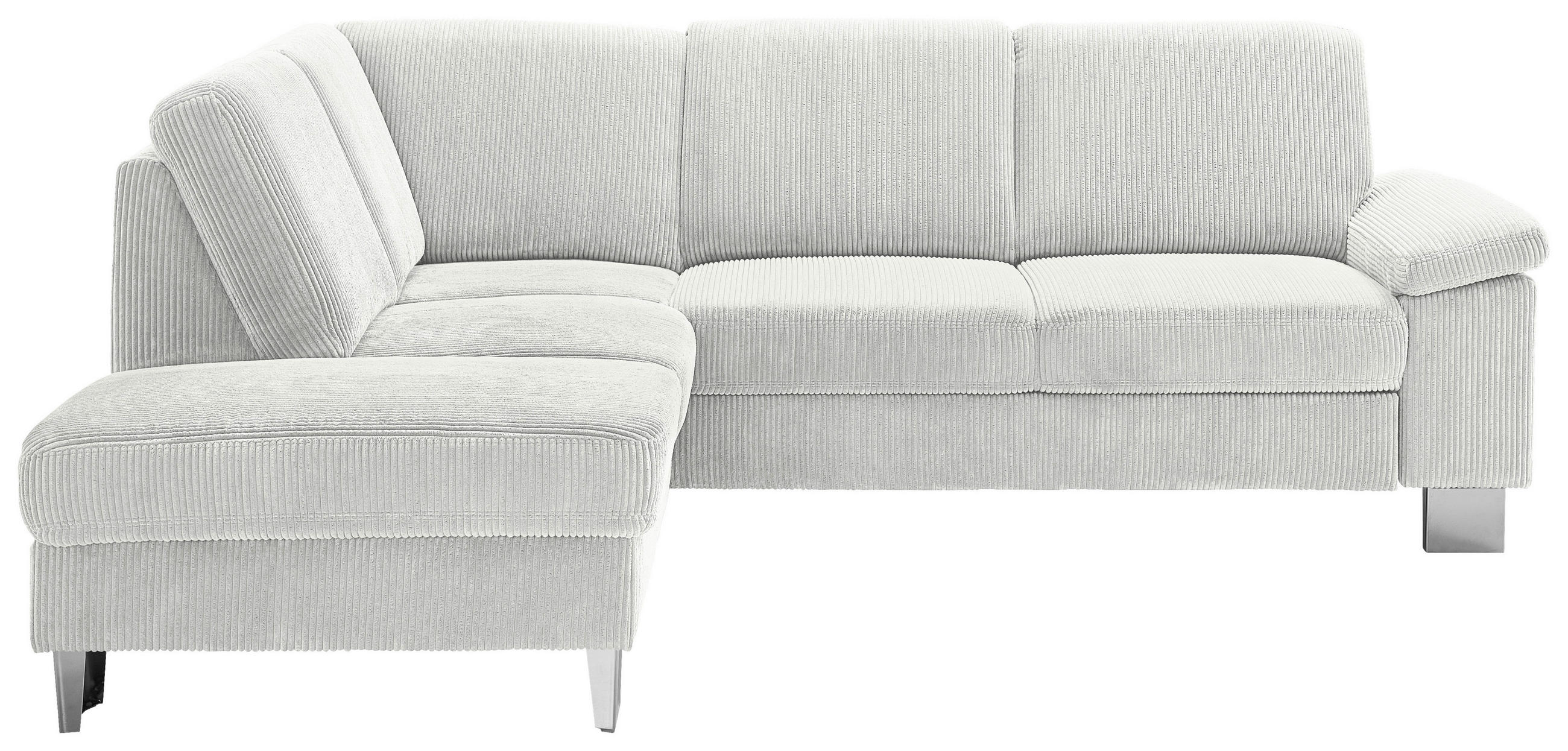 ECKSOFA in Cord Ecru  200/248 cm  - Ecru/Edelstahlfarben, KONVENTIONELL, Textil/Metall (200/248cm) - Beldomo System
