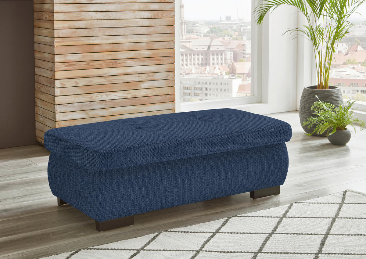 ECKSOFA in Flachgewebe Dunkelblau  174/297 cm  - Schwarz/Dunkelblau, Design, Textil/Metall (174/297cm) - Beldomo Style
