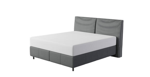 BOXSPRINGBETT 180/200 cm  in Schwarz  - Alufarben/Schwarz, KONVENTIONELL, Textil/Metall (180/200cm) - Dieter Knoll