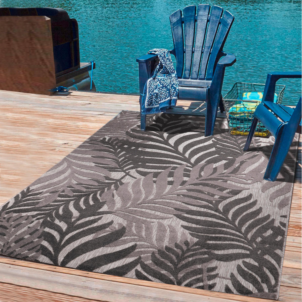 OUTDOORTEPPICH 120/170 cm Floral Grau  - Grau, LIFESTYLE, Kunststoff/Textil (120/170cm) - Novel