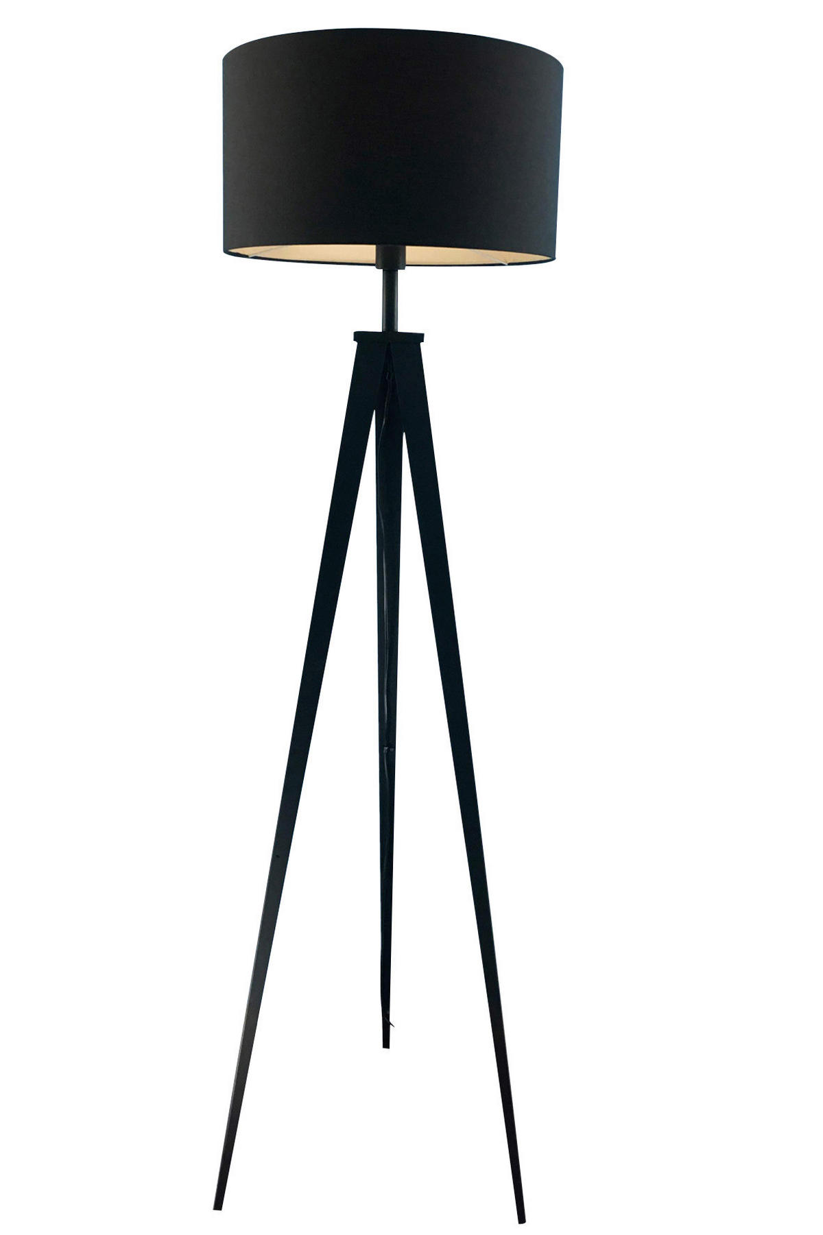 STOJACIA LAMPA, 49/158 cm  - čierna, Konventionell, kov/textil (49/158cm) - Ambiente