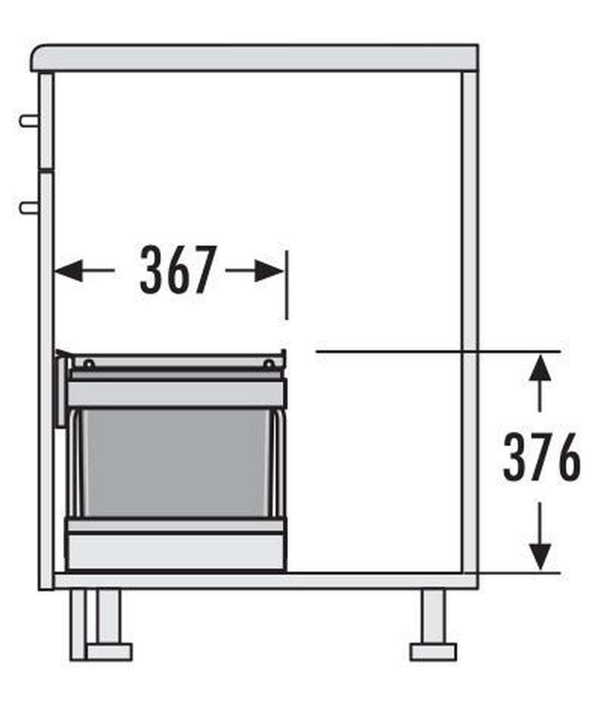 EINBAUABFALLSAMMLER 12 + 2 x 8 l  Metall  - Silberfarben/Grau, Basics, Kunststoff/Metall (55,6/36,4/36,7cm) - HKT
