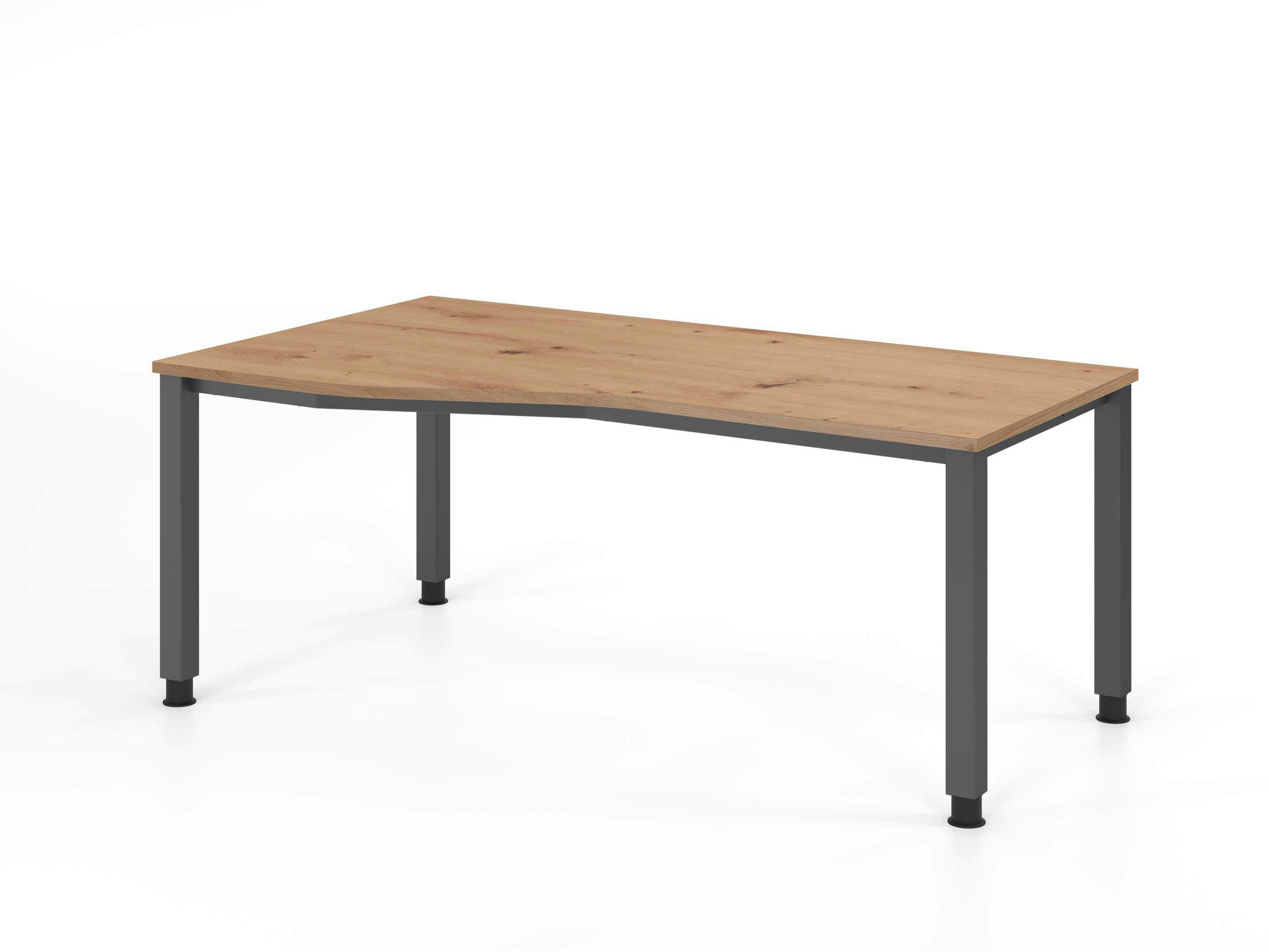 SCHREIBTISCH 180/100-80/68,5-81 cm Graphitfarben, Eiche dunkel mechanisch höhenverstellbar  - Eiche dunkel/Graphitfarben, Basics, Holzwerkstoff/Metall (180/100-80/68,5-81cm) - Venda