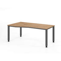 SCHREIBTISCH 180/100-80/68,5-81 cm Graphitfarben, Eiche dunkel mechanisch höhenverstellbar  - Eiche dunkel/Graphitfarben, Basics, Holzwerkstoff/Metall (180/100-80/68,5-81cm) - Venda