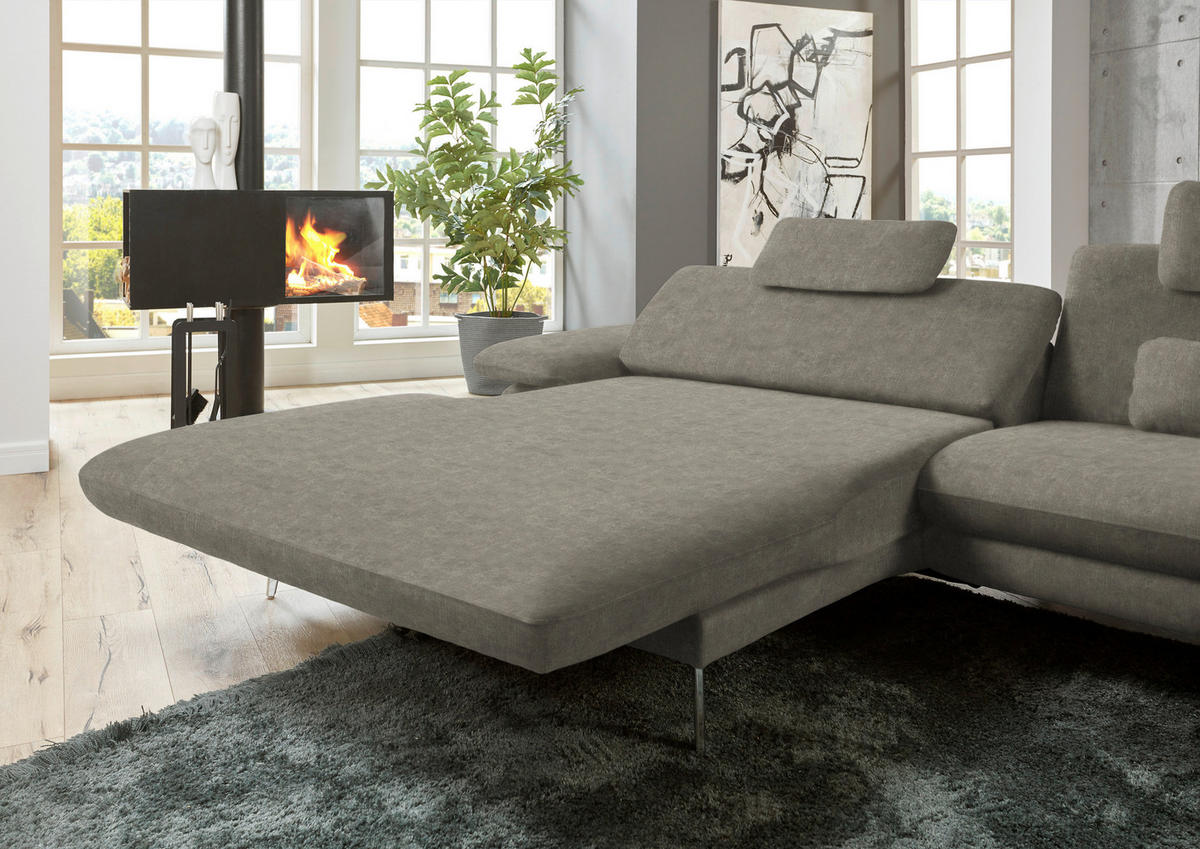 ECKSOFA in Velours Grau  - Schwarz/Grau, Design, Textil/Metall (184/284cm) - Dieter Knoll