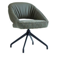 ARMLEHNSTUHL  Sitzfläche 360° drehbar, automatische Rückholfunktion Leinenoptik Echtleder  Grün, Schwarz  - Schwarz/Grün, Design, Leder/Textil (60/81/63.5cm) - Dieter Knoll