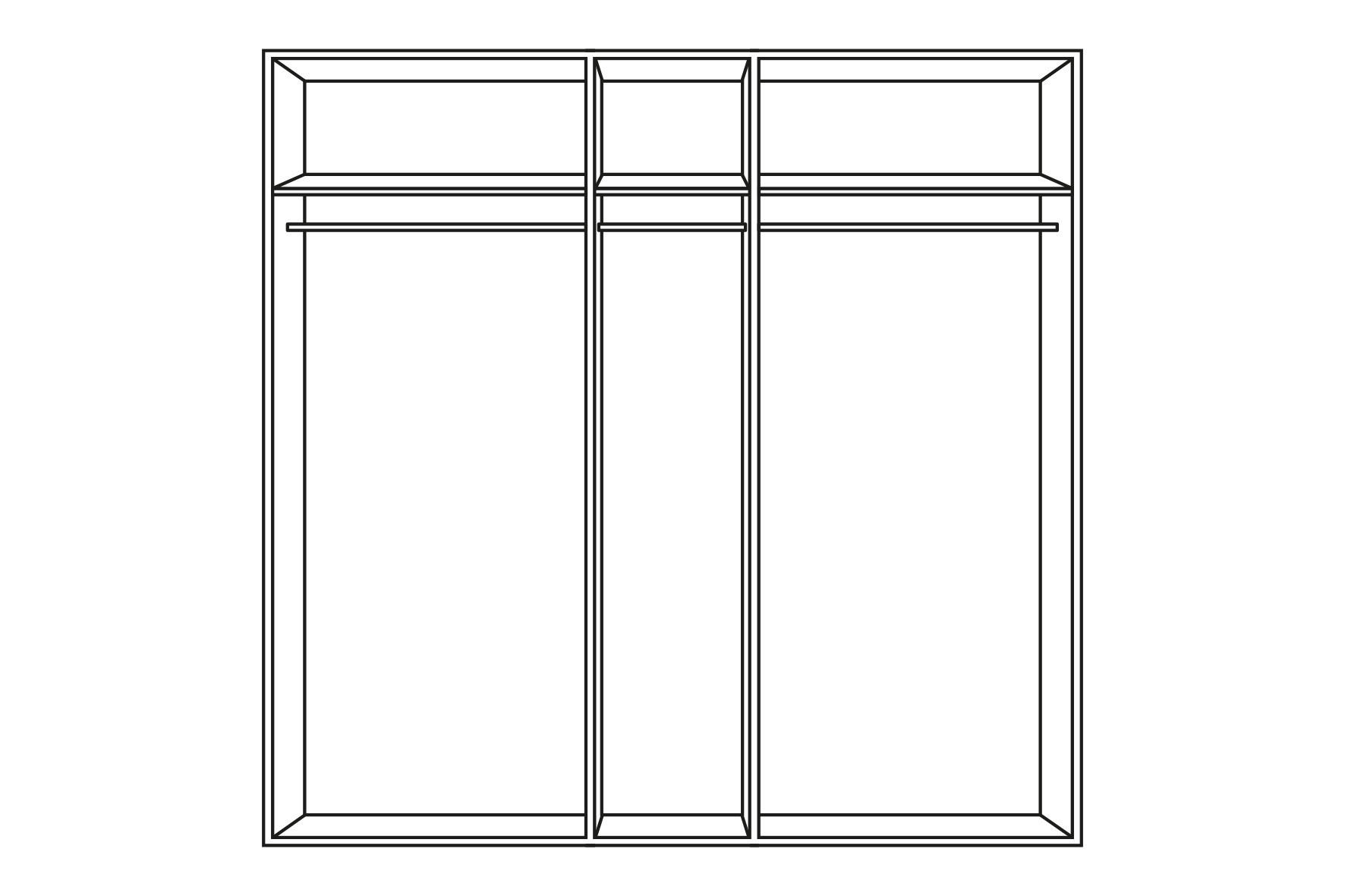 SCHWEBETÜRENSCHRANK 225/197/65 cm 3-türig - Eiche Artisan/Weiß, Basics, Glas/Holzwerkstoff (225/197/65cm) - Cantus
