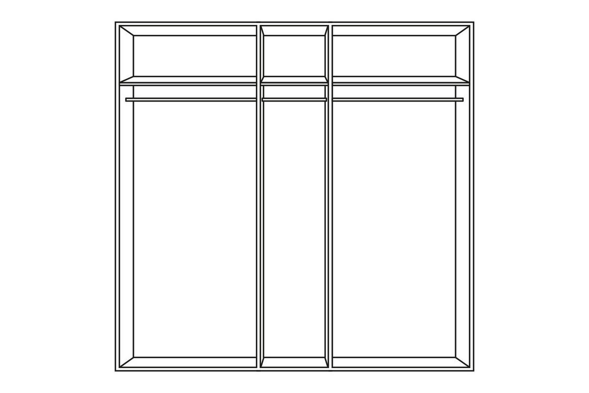 SCHWEBETÜRENSCHRANK 225/197/65 cm 3-türig  - Eiche San Remo/Grau, Basics, Glas/Holzwerkstoff (225/197/65cm) - Cantus