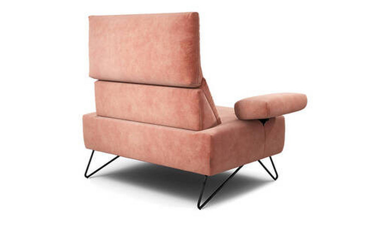 SESSEL in Samt Rosa  - Schwarz/Rosa, Design, Textil/Metall (114-142/85/86-94cm) - SENSOO
