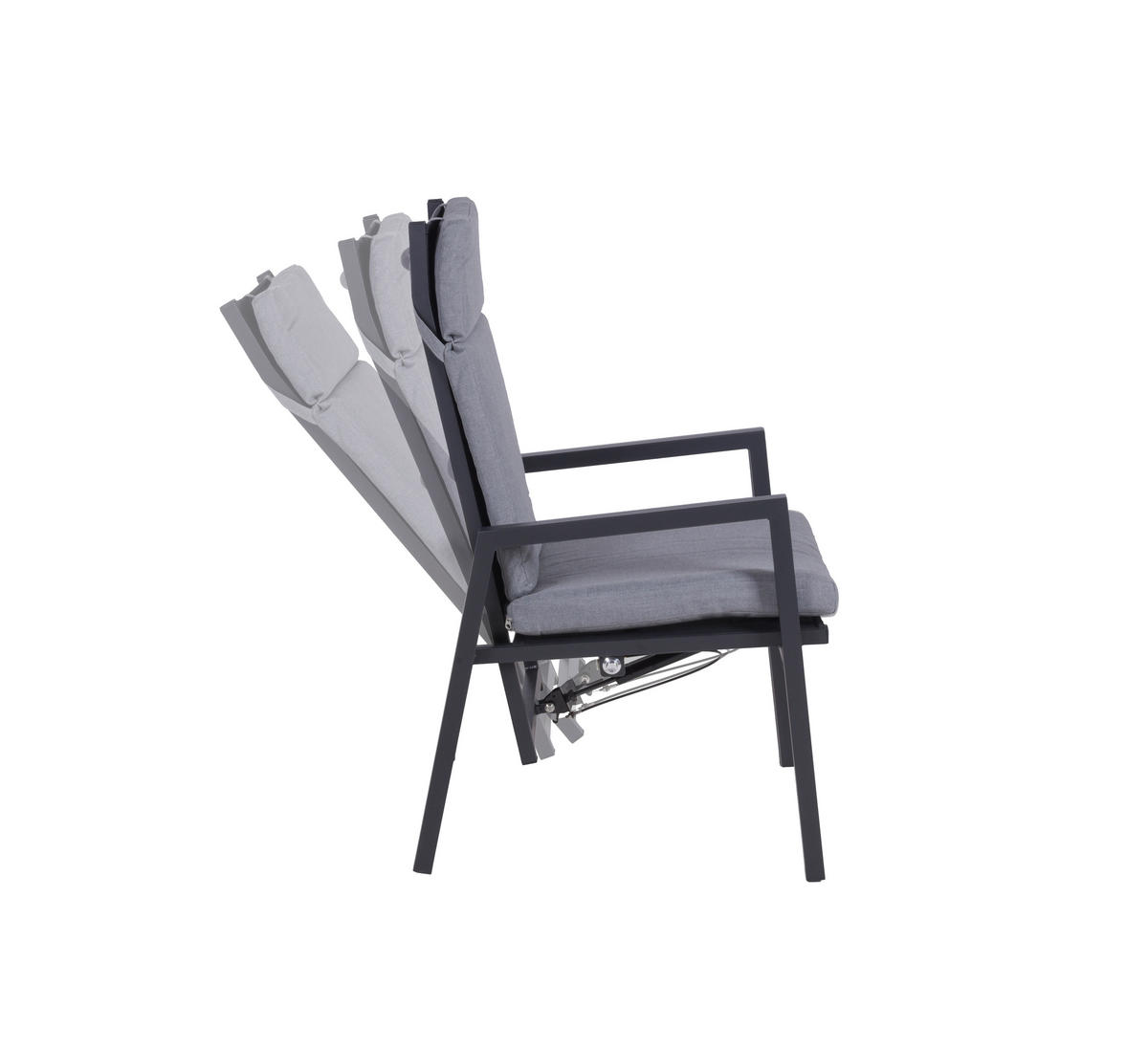 GARTENSTUHL Metall, Kunststoff, Textil Grau, Schwarz  - Schwarz/Grau, Basics, Kunststoff/Textil (55/103/65cm) - Gardenson