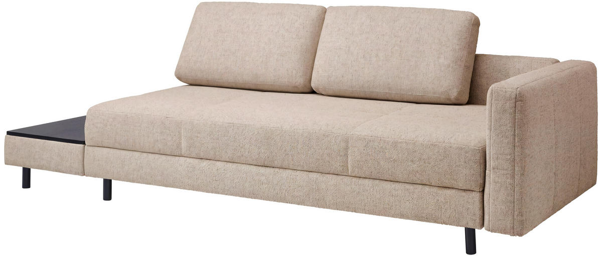 LIEGE Webstoff Creme  - Eiche dunkel/Creme, Design, Holz/Textil (210/84/130cm) - Joka