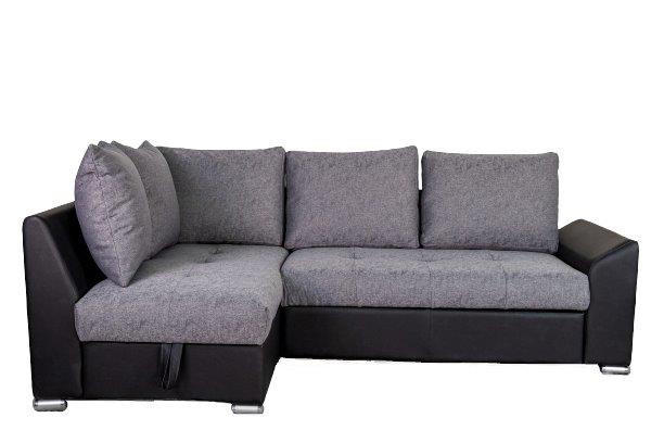 SJEDEĆA GARNITURA drvo, plastika, tekstil, drvni materijal  siva, crna   - siva/crna, Design, drvni materijal/drvo (150/240cm)