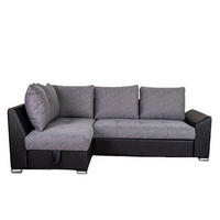 SJEDEĆA GARNITURA drvo, plastika, tekstil, drvni materijal  siva, crna   - siva/crna, Design, drvni materijal/drvo (150/240cm)