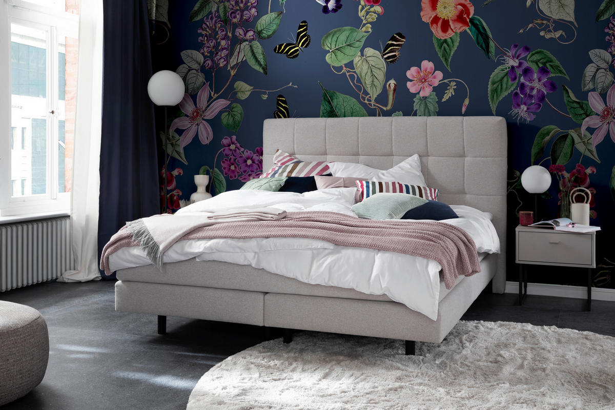 BOXSPRINGBETT 180/200 cm  in Taupe  - Taupe/Schwarz, KONVENTIONELL, Holz/Holzwerkstoff (180/200cm) - Schöner Wohnen