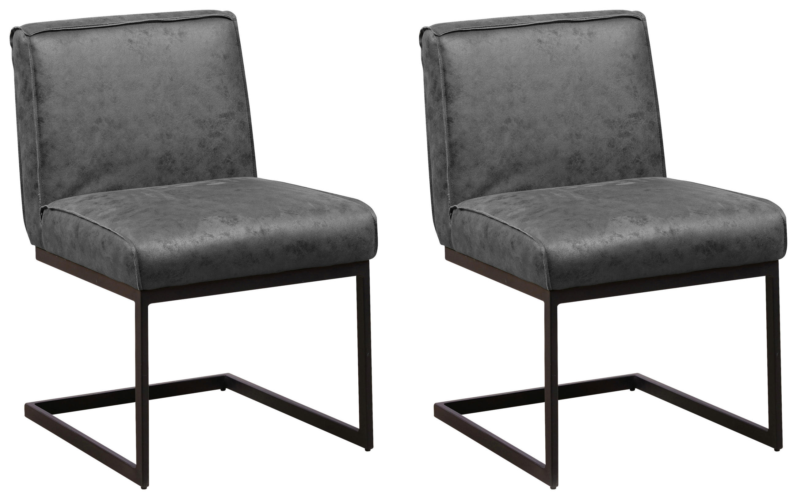 SCHWINGSTUHL-SET 2 Stück  in Mikrofaser  - Anthrazit, KONVENTIONELL, Textil/Metall (53/81/61cm) - MID.YOU