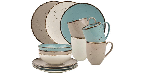 KOMBISERVICE Urban Life 24-teilig  - Türkis/Taupe, Design, Keramik - Landscape