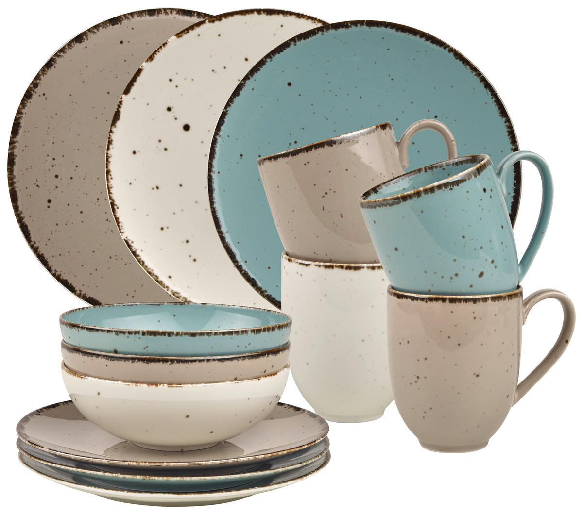 KOMBI SERVIS    24-dijelni   Urban Life  - bijela/tirkizna, Design, keramika - Landscape