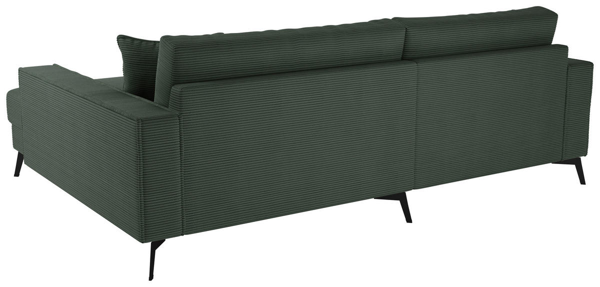ECKSOFA TED Dunkelgrün Cord Zierkissen  - Dunkelgrün/Schwarz, Trend, Textil/Metall (228/174cm) - P & B