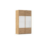 SCHWEBETÜRENSCHRANK 137/223/68 cm 2-türig Weiß, Eiche Artisan  - Eichefarben/Weiß, Design, Glas/Holzwerkstoff (137/223/68cm) - Xora