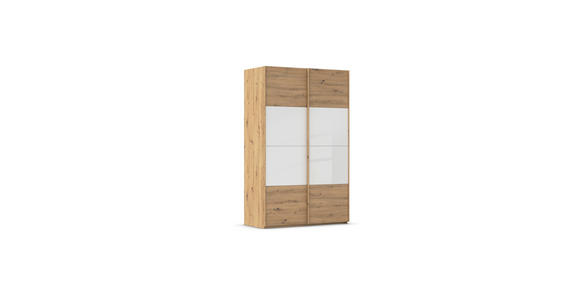 SCHWEBETÜRENSCHRANK 137/223/68 cm 2-türig Weiß, Eiche Artisan  - Eichefarben/Weiß, Design, Glas/Holzwerkstoff (137/223/68cm) - Xora