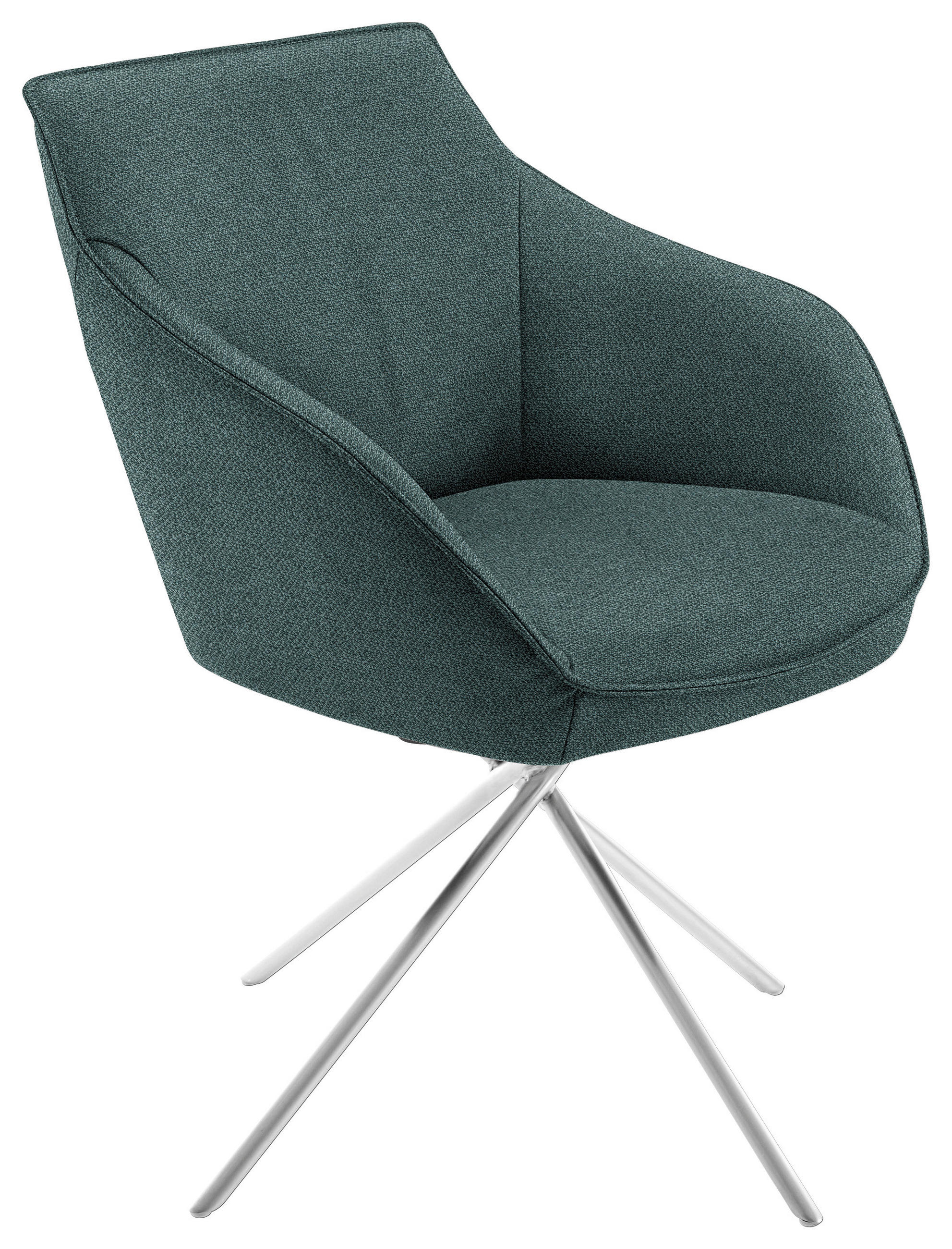 ARMLEHNSTUHL  in Nickel Flachgewebe  - Edelstahlfarben/Petrol, Design, Textil/Metall (60/84/67cm) - Koinor