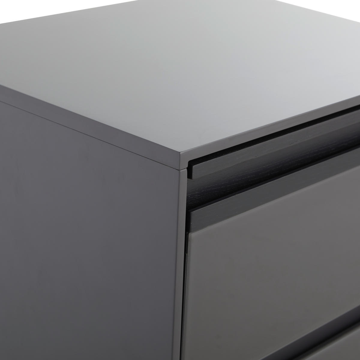 NACHTSCHRANK 50/55/40 cm Eiche massiv  - Dunkelgrau/Grau, MODERN, Glas/Holz (50/55/40cm) - MID.YOU