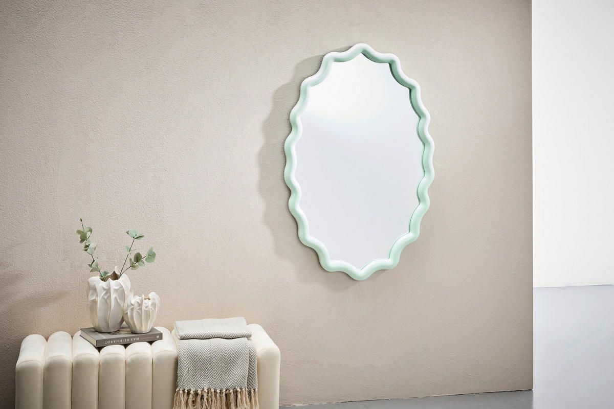 WANDSPIEGEL 80/120/4,5 cm    in wellenförmig  - Grün, Design, Glas/Holzwerkstoff (80/120/4,5cm) - Novel