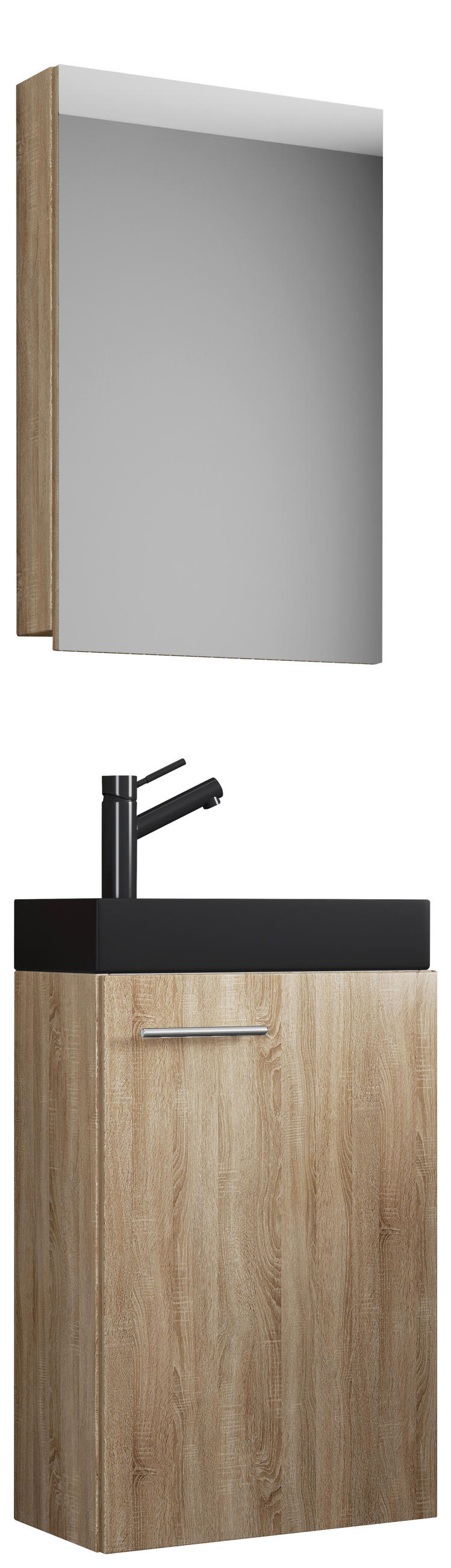 GÄSTBADRUM 41 cm  - Sonoma ek/silver, Modern, trämaterial/glas (41cm) - MID.YOU