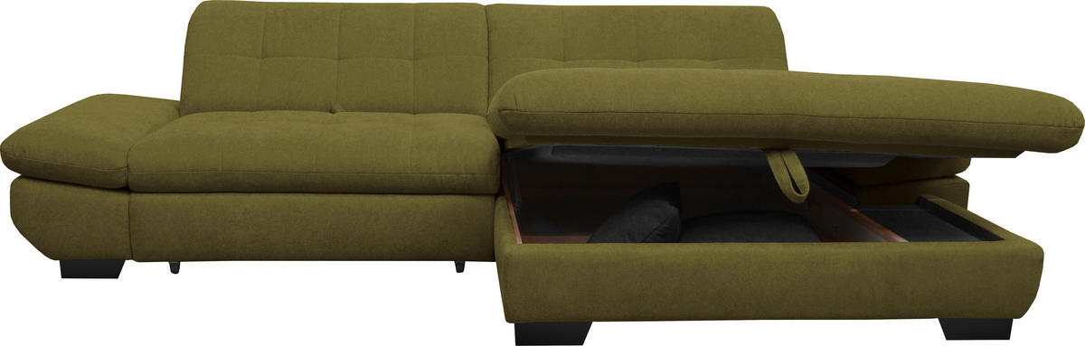 ECKSOFA in Mikrofaser Grün  - Schwarz/Grün, Design, Textil/Metall (290/198cm) - Xora