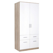 OMARA ZA OBLAČILA, bela, hrast - aluminij/bela, Konvencionalno, umetna masa/leseni material (91/197/54cm) - Xora
