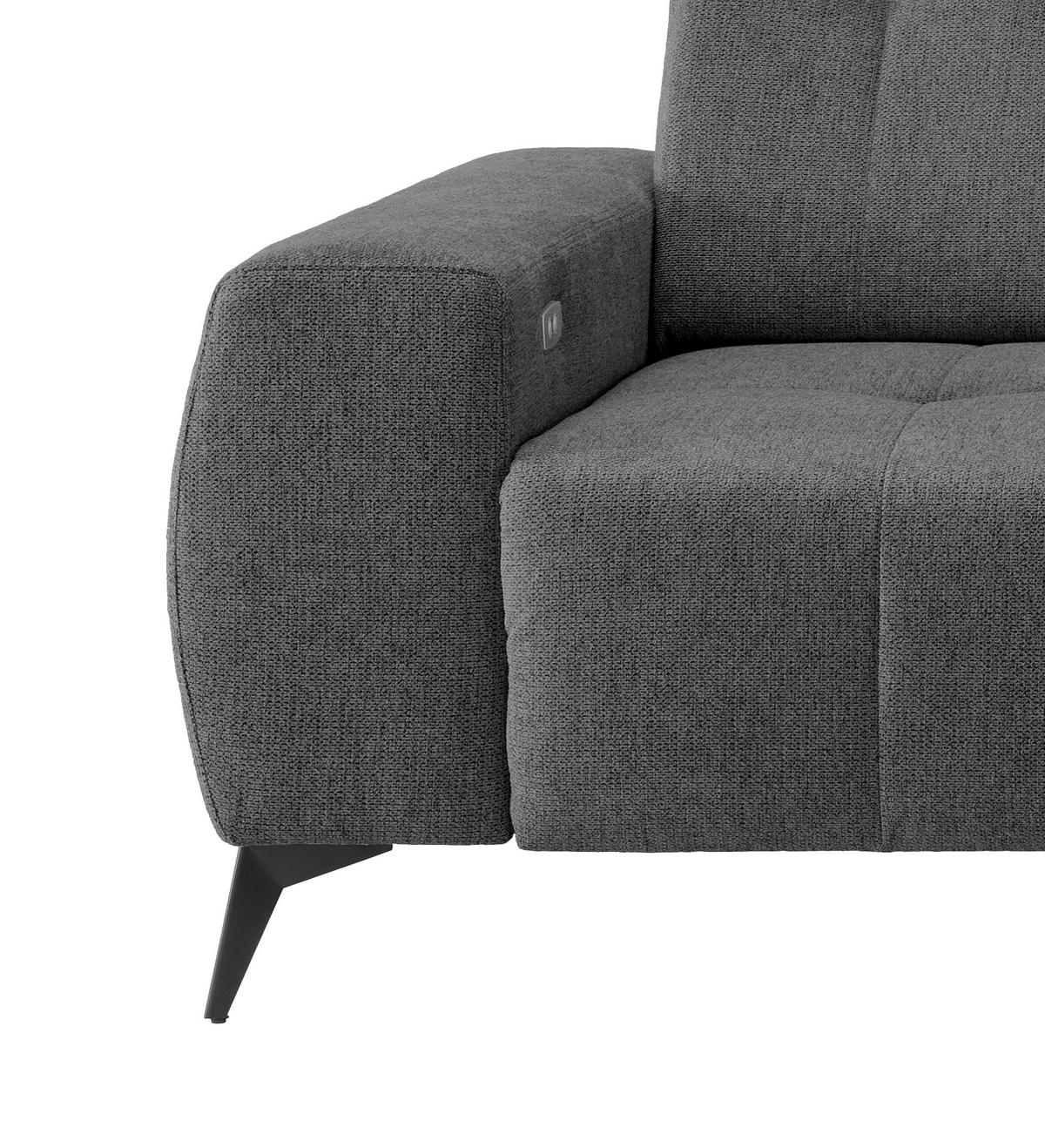 ECKSOFA in Chenille Anthrazit  - Anthrazit/Schwarz, Modern, Textil/Metall (258/180cm) - Livetastic