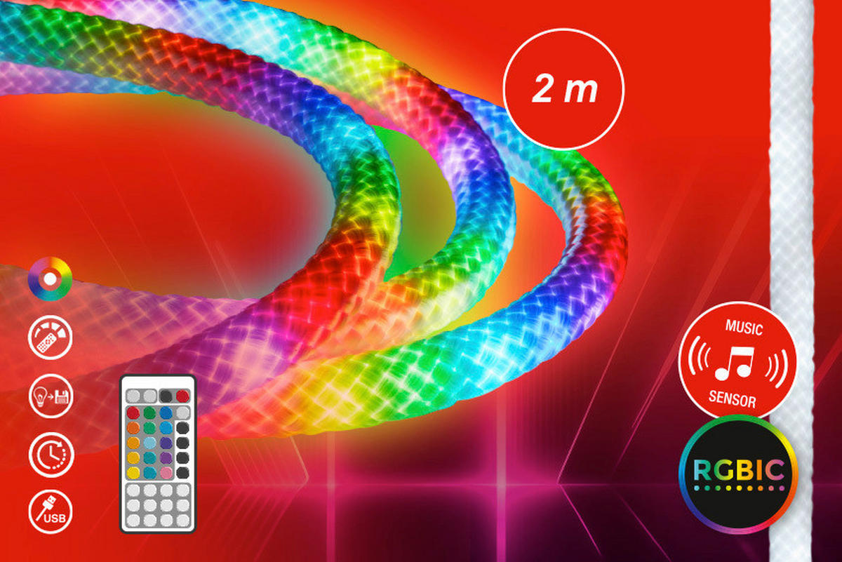 LED SZALAG 200 cm  - fehér, Basics, műanyag (200cm)