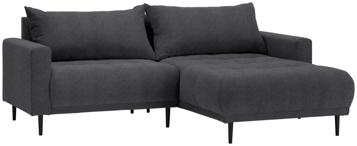 ECKSOFA in Flachgewebe Dunkelgrau  - Dunkelgrau/Schwarz, Design, Holz/Textil (160/215cm) - Stylife