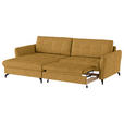 ECKSOFA in Flachgewebe, Leinenoptik Currygelb  - Currygelb/Schwarz, Design, Textil/Metall (170/242cm) - Xora