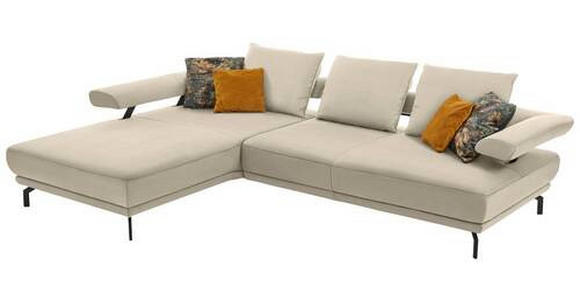 ECKSOFA in Echtleder Creme, Ecru  - Ecru/Creme, Design, Leder/Metall (224/305cm) - Dieter Knoll