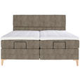 BOXSPRINGBETT 200/200 cm  in Taupe  - Taupe/Eichefarben, KONVENTIONELL, Holz/Textil (200/200cm) - Voleo