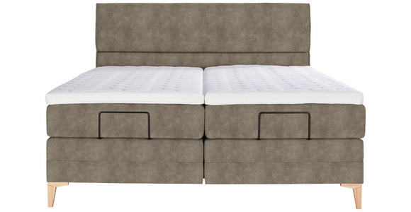 BOXSPRINGBETT 180/200 cm  in Taupe  - Taupe/Eichefarben, KONVENTIONELL, Holz/Textil (180/200cm) - Voleo