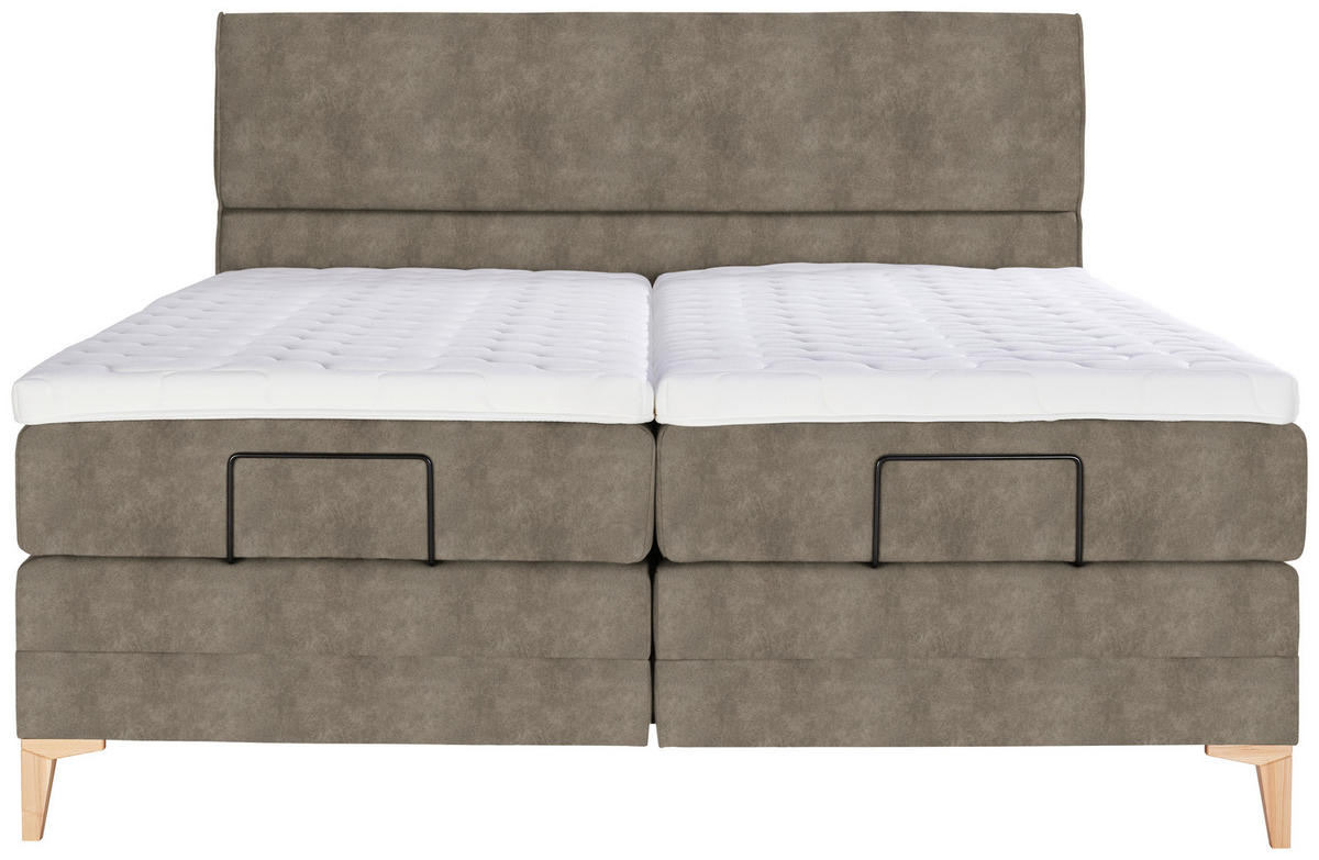 BOXSPRINGBETT 180/200 cm  in Taupe  - Taupe/Eichefarben, Konventionell, Holz/Textil (180/200cm) - Voleo
