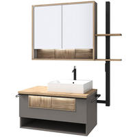 BADEZIMMER 3-teilig  in 128,5 cm  - Wildeiche/Schwarz, LIFESTYLE, Glas/Holz (128,5cm) - Voglauer