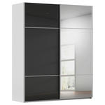 SCHWEBETÜRENSCHRANK  in Grau, Schwarz  - Alufarben/Schwarz, KONVENTIONELL, Glas/Holzwerkstoff (181/223/68cm) - Novel