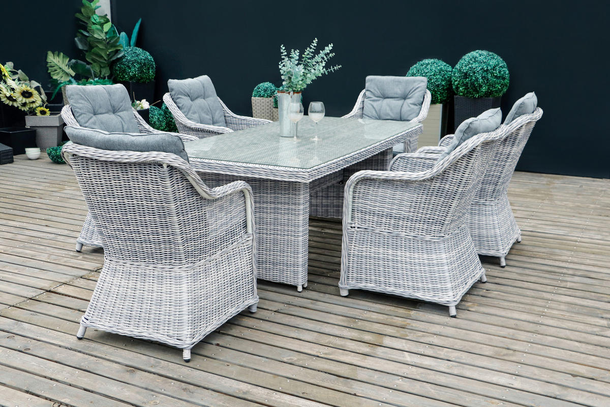 ZAHRADNÍ JÍDELNÍ SET, kov, plast, sklo, textil - světle šedá, Romantický / Rustikální, kov/textil - Ambia Garden