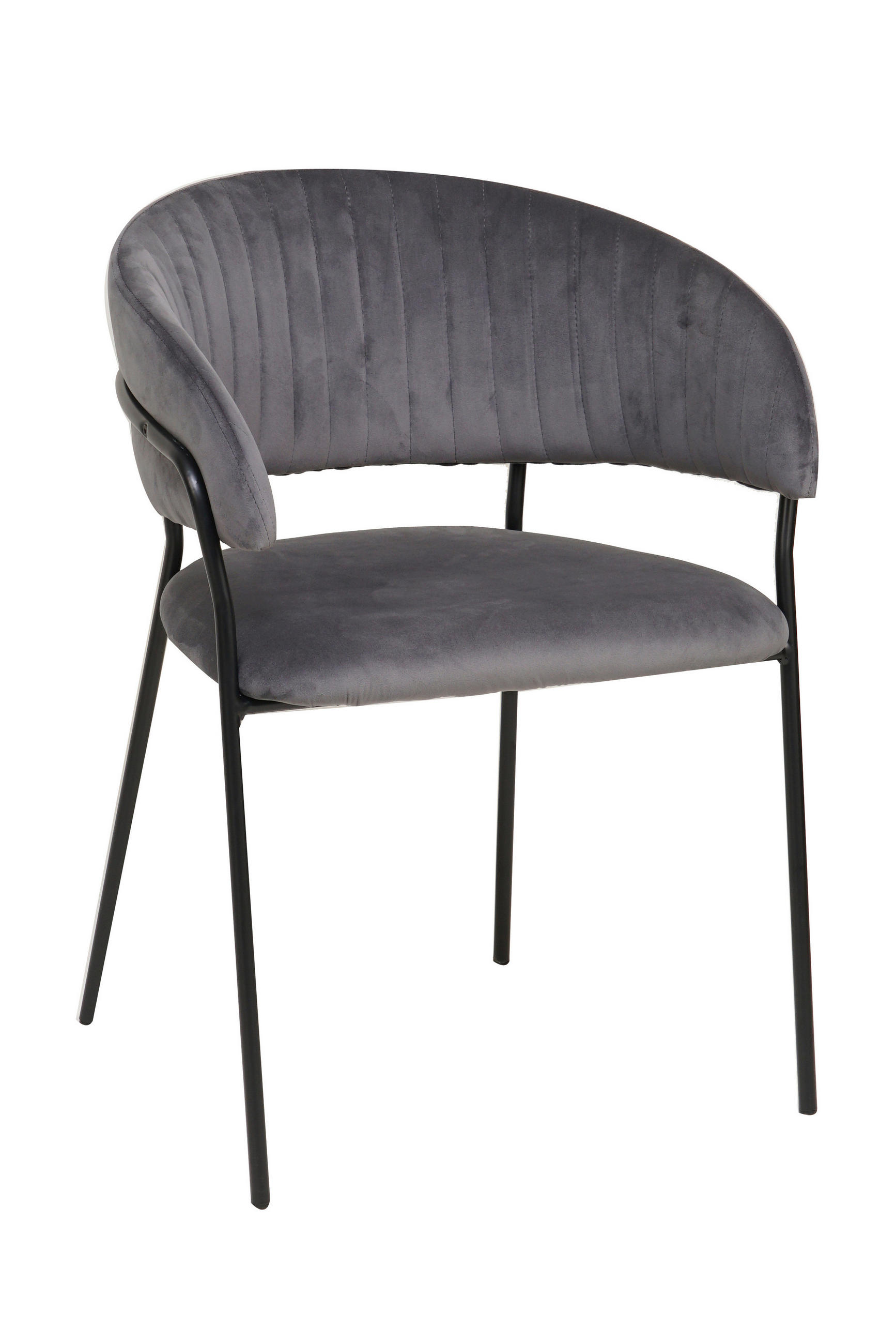 ARMLEHNSTUHL  in Samt  - Schwarz/Grau, MODERN, Textil/Metall (55/80/50cm) - Livetastic