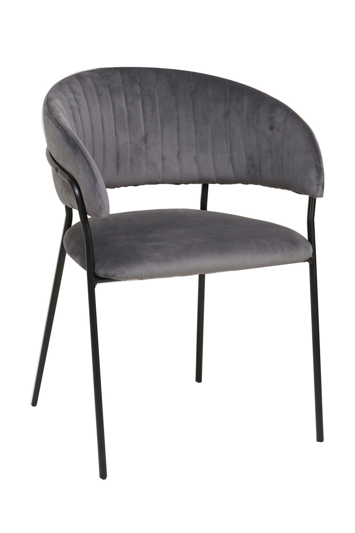 ARMLEHNSTUHL  in Samt  - Schwarz/Grau, MODERN, Textil/Metall (55/80/50cm) - Livetastic