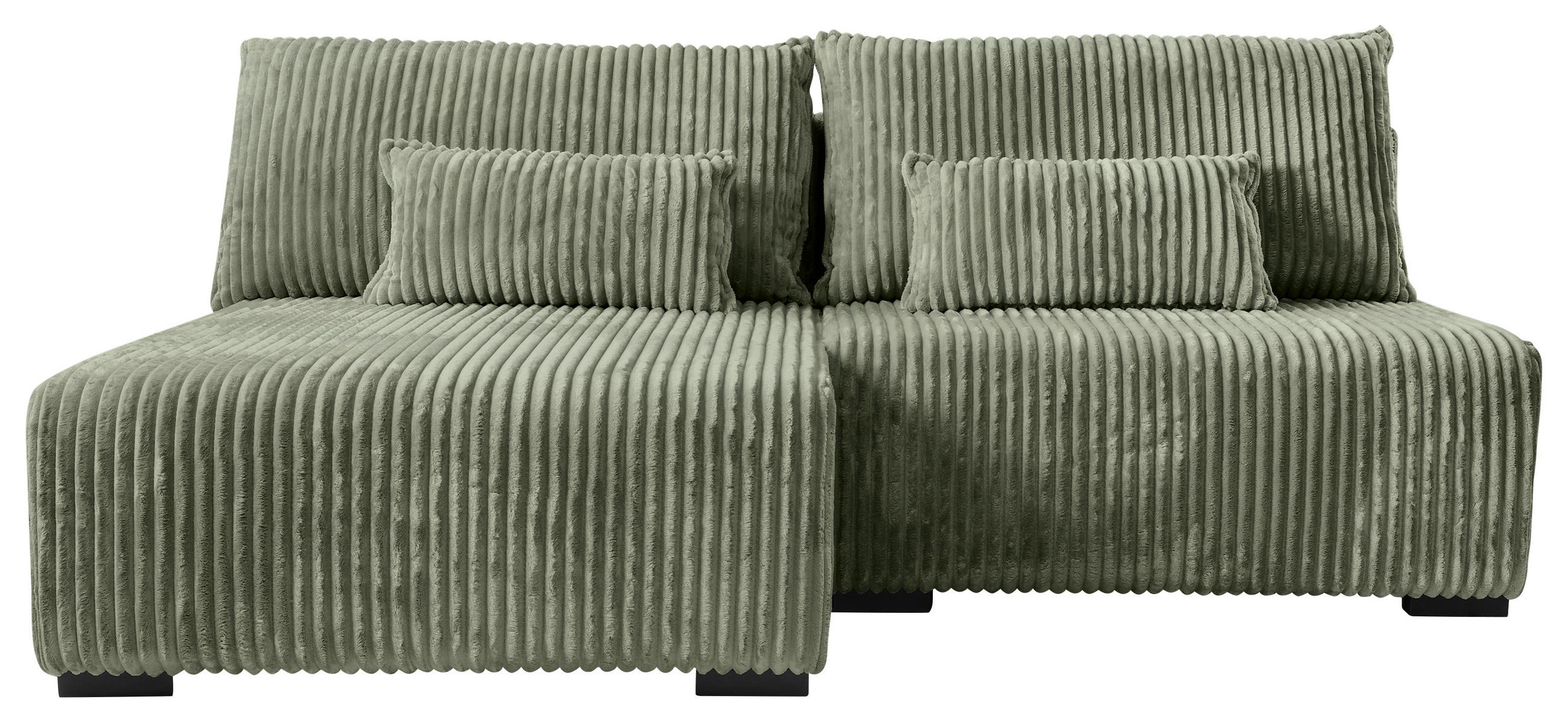 ECKSOFA in Cord Olivgrün  - Schwarz/Olivgrün, Modern, Holz/Textil (145/210cm) - MID.YOU